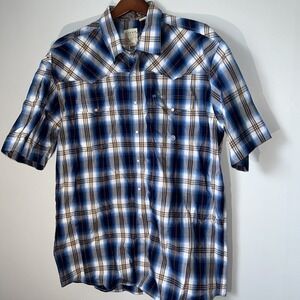 Roper Men's 2XL Western Cowboy Pearl Snap Short Sleeve Plaid Shirt Lightweight‎